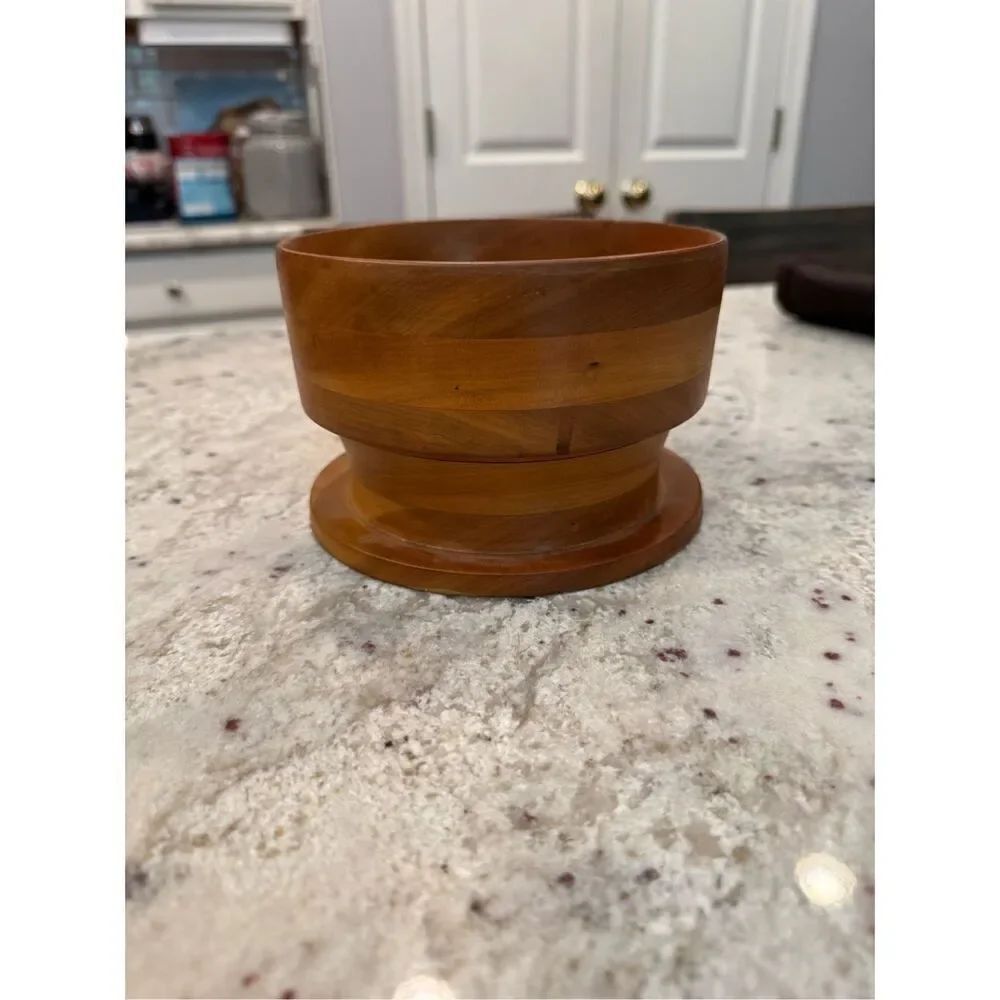 Vintage Roy Kuehn 1961 Handmade Wooden Pedestal Bowl Rare